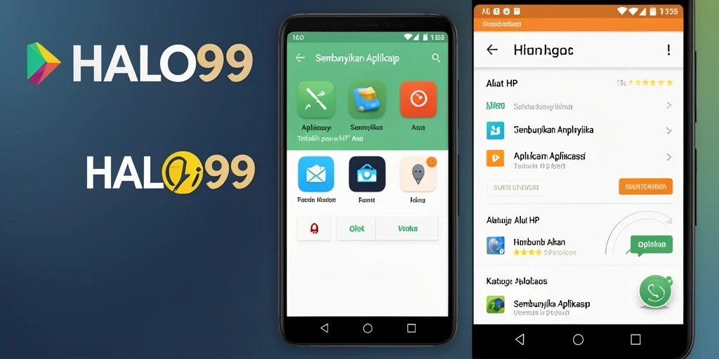 Antarmuka utama HALO99 dengan fitur Sembunyikan Aplikasi yang mudah digunakan.