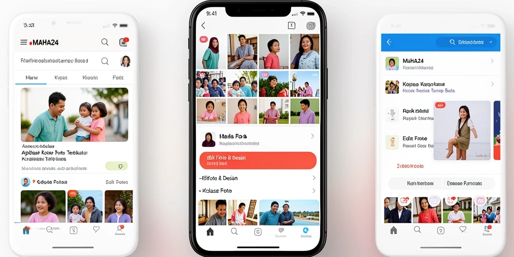 Antarmuka aplikasi MAHA24 menampilkan fitur Kolase Foto yang menarik.