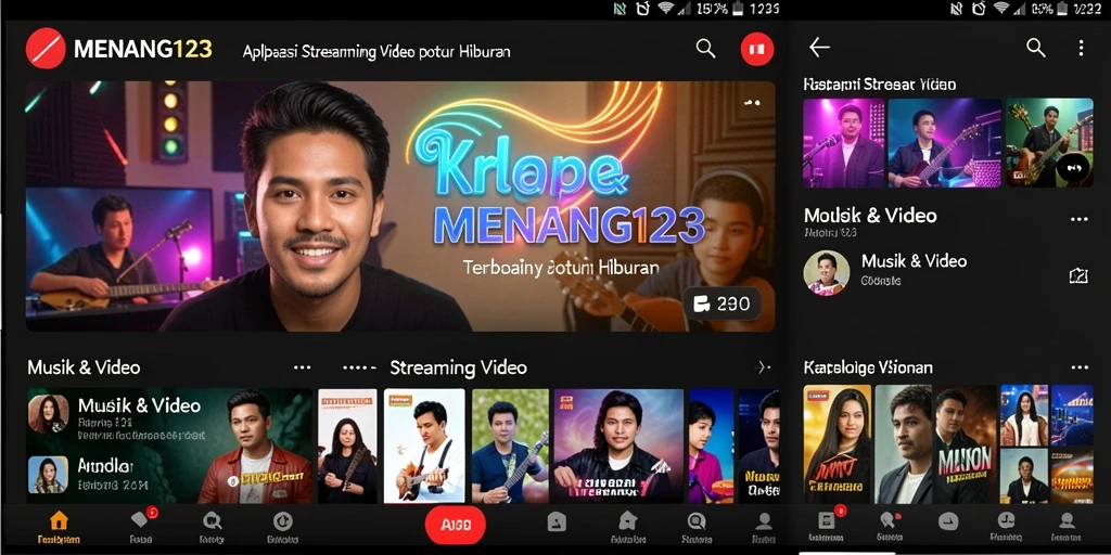 Tampilan antarmuka aplikasi MENANG123 untuk Streaming Video yang menarik dan mudah digunakan.