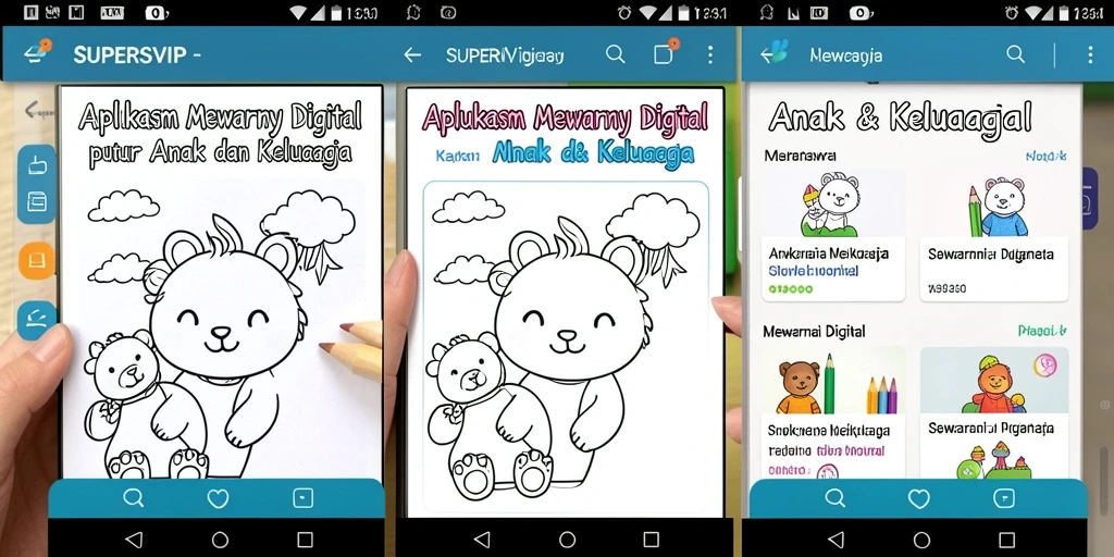 Antarmuka menarik aplikasi SUPERSVIP untuk mewarnai digital.