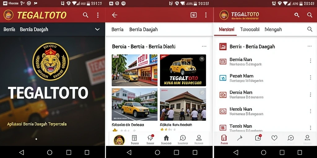 Tampilan antarmuka aplikasi TEGALTOTO yang informatif dan user-friendly.