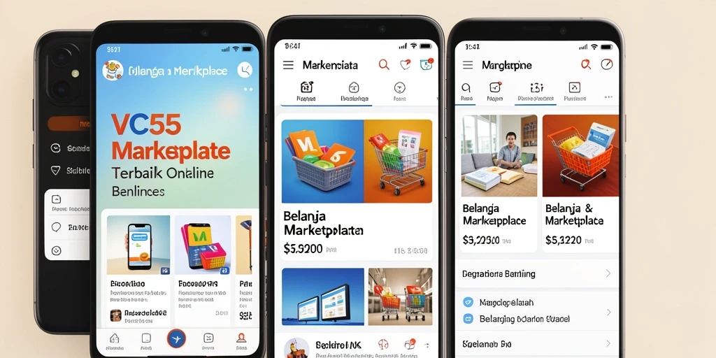 Antarmuka utama VC55 yang menampilkan berbagai pilihan produk Marketplace.